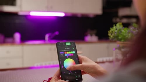 Controlling Light Colors With Smartphone App In Kitchen