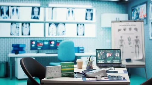 Empty Doctor Office Awaiting a Patient Visit Featuring Diagnostic Equipment