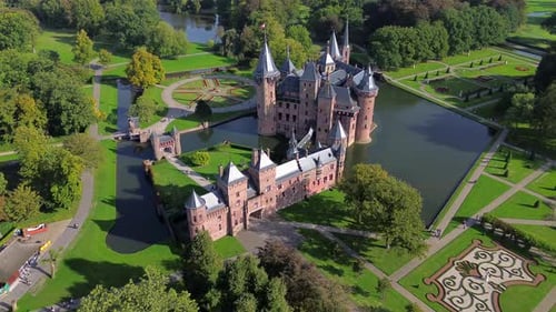 Majestic Castle and Gardens From Above
