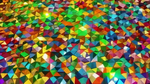 Buntes geometrisches Low-Poly-Mosaik mit funkelnden Lichtern