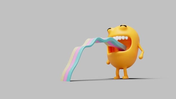 Abstract character burping a rainbow. Allegory ha a child's mood. video ...