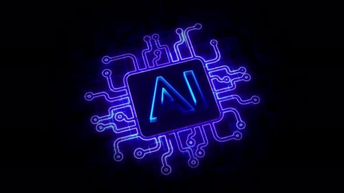 Neon AI Processor Chip Technology Loop Animation
