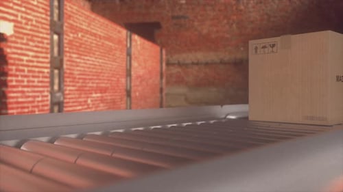 Industrial Warehouse Scene With Export Package Labeled Made in India