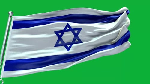 Waving Israel Flag on Green Screen