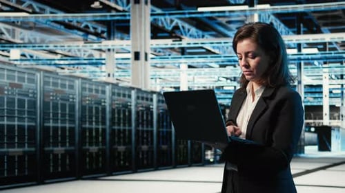 Data Center System Administrator Using AR Tech to Conduct Security Audit