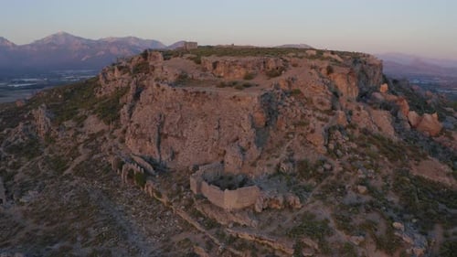 Ancient City Silyon in Antalya Region at Sunset Turkey