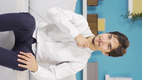Vertical video of Successful man is happy.