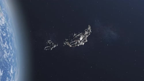 Zwei Asteroidenfelsen kollidieren in der Nähe der Erdatmosphäre