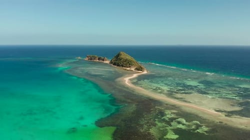Tropical Island with Sandy Beach Philippines Palawan
