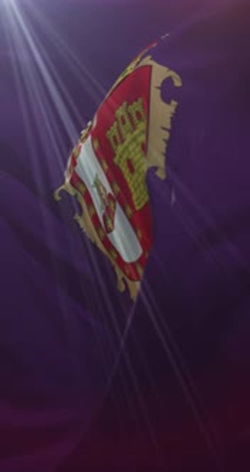 Rippling Royal Banner Animation with Crown and Coat of Arms