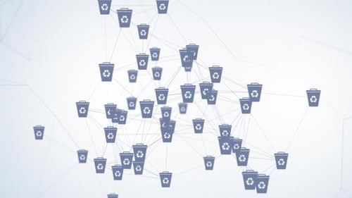 Recycle Bin Icon Abstract Technology Network Background Loop