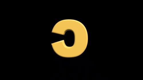 C 3D Gold Text Looping Animation with Alpha Channel