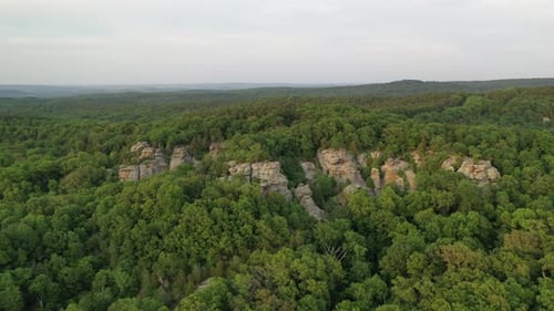 Wunderschöne felsige Landschaft mit dichtem Wald, Luftbild