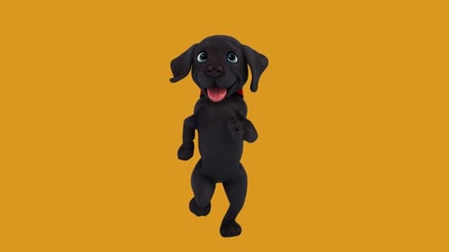 Fun 3D cartoon dog running (with alpha channel included)