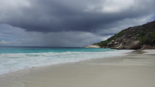 Travel, Seascape And Nature Concept - Island Beach In Indian Ocean On Seychelles