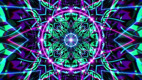 Vj Loop of Neon Light Green Geometric Pattern Tessellation Art