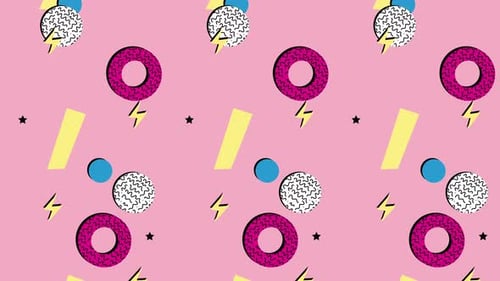 Animated Retro Memphis Style Geometric Background Pattern