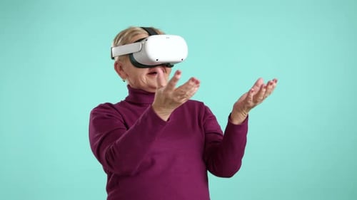 Senior Woman Using Virtual Reality Headset