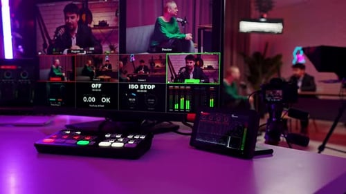 Professional Video Production Studio with Diverse Broadcasting Equipment