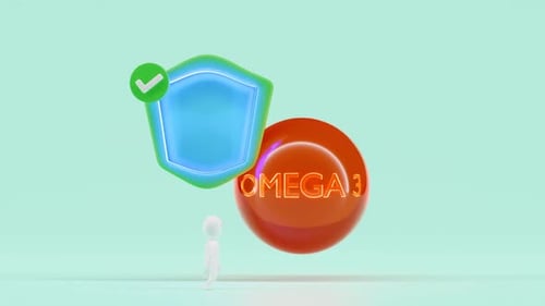 Animated 3D Shield Protecting Omega 3 Supplement