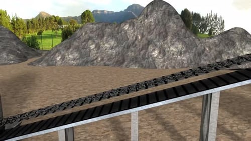 Industrial conveyor belt system processing coal for raw energy