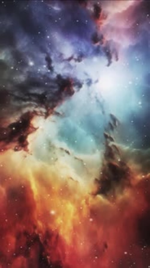 Erkunden Sie die leuchtenden Farben der Galaxie mit wirbelnden kosmischen Elementen