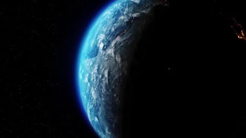 Earth Rotating on Axis in Space with Stars