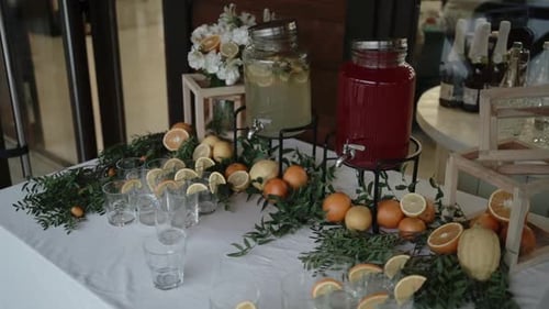 Fresh Citrus Refreshments on a Table Display