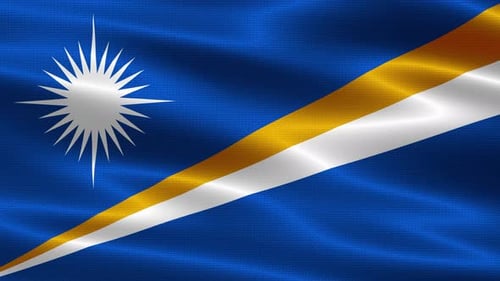 Marshall Islands National Flag Waving in Realistic Fabric Loop