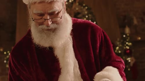 Santa Claus Pulling Gifts out of Bag