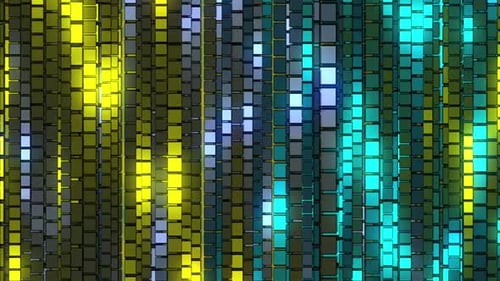 Geometric Grid Background with Pulsing Yellow and Blue Lights