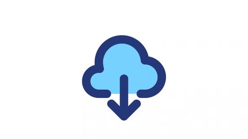 Animated Flat Cloud Download Icon