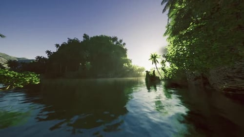 Remote Verdant River Winding Through Dense Foliage and Reflections