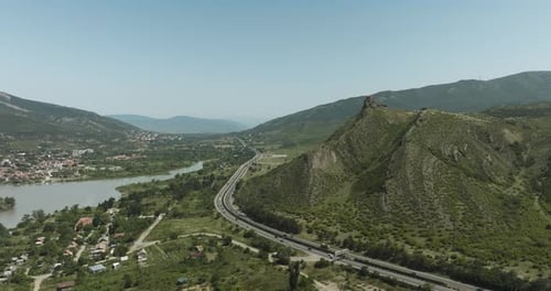 Jvari Monastery In Towering Rocky Mountain Overlooking The Town of Mtskheta In Mtskheta-Mtianeti Pro