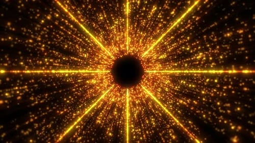 Digital tunnel of flickering particles, traveling in cyberspace, flying in a digital technological