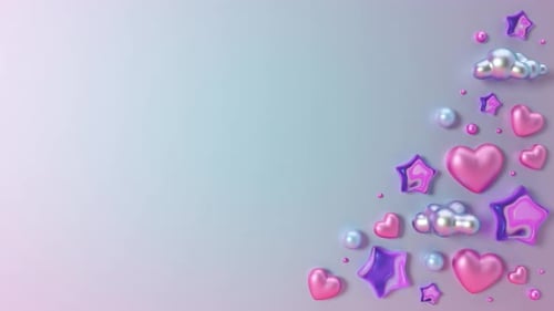 Sweet Hearts Stars and Clouds Decorative Corner Animation