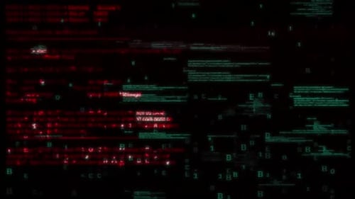 Digital Glitch Text Code Stream Animated Background