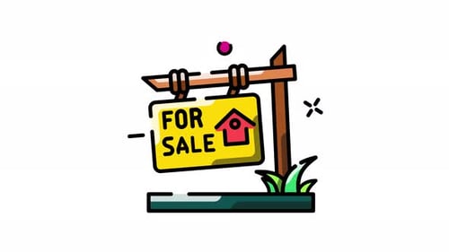 Animated For Sale Sign Flat Design Icon