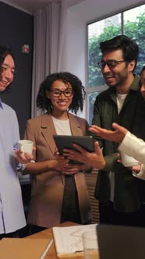 Creative Team Sharing Design Concepts Attentive Team Collaborating on Digital