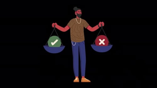 Ethical Dilemma A Man Stuck Choosing Right And Wrong 4K Alpha Channel