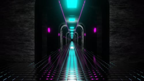 Pink And Cyan Dungeon Tunnel Background Vj Loop In 4K