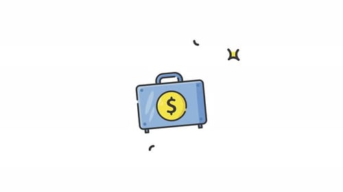 Corporate Money Briefcase Icon Bouncing Animation