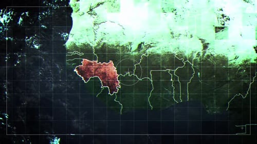 Futuristic Glitch Digital Map of Africa with Country Highlight