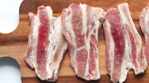 Close Up of Raw Meat on Chopping Board on a Chopping Board