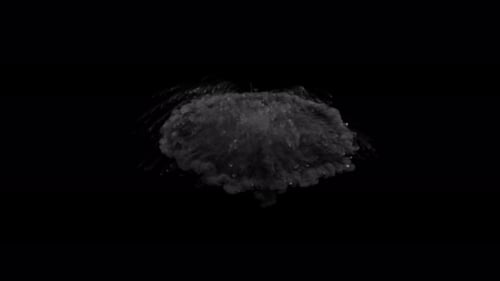 Dust explosion with shock wave on transparent background