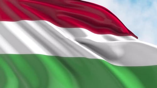 Hungary Flag Waving Realistic Loopable Animation