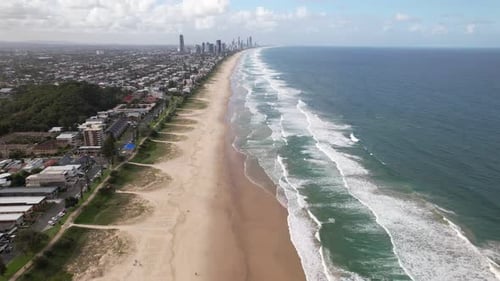 Aerial View Of Miami Beach With Surfers Paradise In The Distance In Gold Coast, QLD, Australia.
