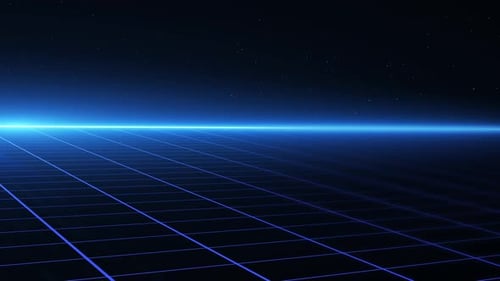 Futuristic Blue Grid Horizon Space Travel Loop