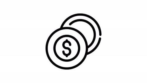 Minimalist Line Icon Animation of Two Dollar Coins