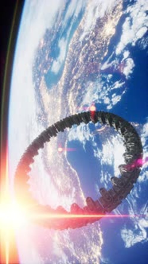 UFO Spaceship Hovering in the Sky Elements Furnished By NASA Vertical